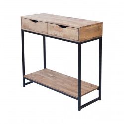 Mirelle Console Table Solid Oak Gold Metal Frame | Lpd Furniture In Metal And Mission Oak Console Tables (View 13 of 20)