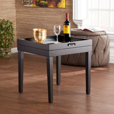 Mirrored Butler Table – Black – Bernie And Phyls | Butler Table Intended For Square Matte Black Console Tables (View 6 of 20)