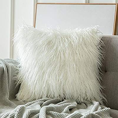 Miulee Decorative New Luxury Series Style White Faux Fur Throw Pillow Intended For White Faux Fur Round Accent Stools With Storage (View 2 of 19)