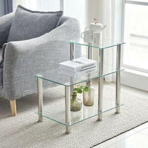 Modern 3 Tier Coffee Table Rectangle Glass Top Sofa Side End Table Home With Rectangular Glass Top Console Tables (Gallery 19 of 20)