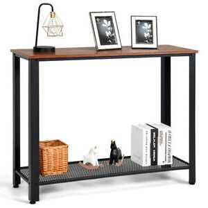 Modern Bar Coffee Table Console Sofa Table Home Metal Frame Wood Look For Espresso Wood Trunk Console Tables (View 11 of 20)