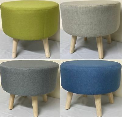 Modern Coloured Upholstered Footstool Ottoman Pouffe Stool Wooden 4 Throughout Wooden Legs Ottomans (View 9 of 20)