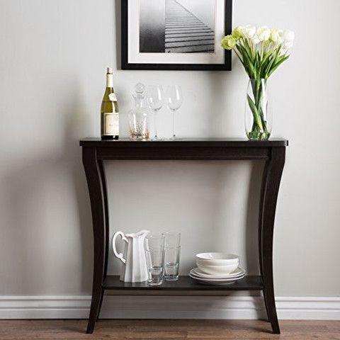 Modern Dark Brown Narrow Sofa Table Console With Bottom Shelf For Dark Brown Console Tables (View 9 of 20)
