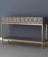 Modern Mango Wood Console Table | Pattens Furniture Stoke On Trent Pertaining To Gold And Mirror Modern Cube Console Tables (View 5 of 20)