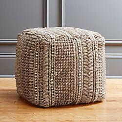 Modern Poufs And Floor Pouf Seating | Cb2 Intended For Black Jute Pouf Ottomans (View 16 of 20)
