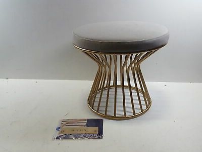 Modern Round Ottoman Footrest Stool Gold Metal Base Gray Velvet Color Throughout Gray Velvet Ribbed Fabric Round Storage Ottomans (Gallery 20 of 20)