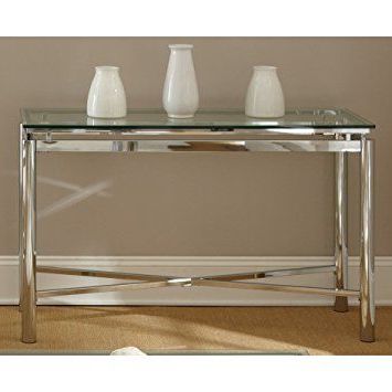 Modern Style Natal Chrome Tempered Glass Top Sofa Table Console | Sofa Intended For Glass And Chrome Console Tables (Gallery 20 of 20)