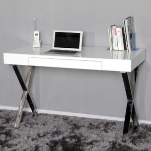 Modern White High Gloss Dressing Table Computer Desk Office Vanity Regarding Square High Gloss Console Tables (View 9 of 20)