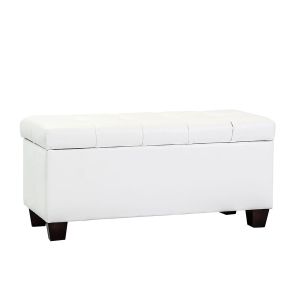 Modern White Tufted Vanity Bench With Storage | Vanity Seat, Vanity Within White And Clear Acrylic Tufted Vanity Stools (View 15 of 20)
