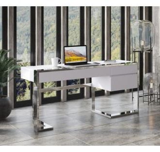 Modrest Fauna – Modern White High Gloss & Stainless Steel Console Table Pertaining To Gloss White Steel Console Tables (View 7 of 20)