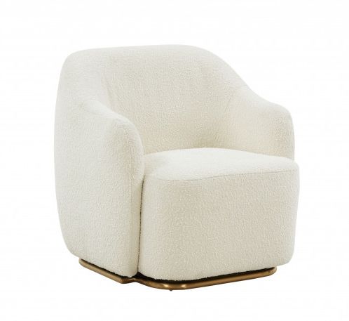 Modrest Masha Modern Off White Sherpa Accent Chair Within White Textured Round Accent Stools (View 4 of 20)
