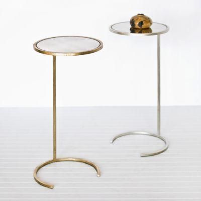 Monaco Round Cigar Table Metal Side Table Silver Leaf Gold Leaf Regarding Leaf Round Console Tables (View 17 of 20)