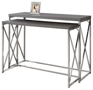 Monarch 2 Pieces Console Table, Gray With Chrome Metal – Contemporary Regarding Gray Driftwood And Metal Console Tables (View 5 of 20)
