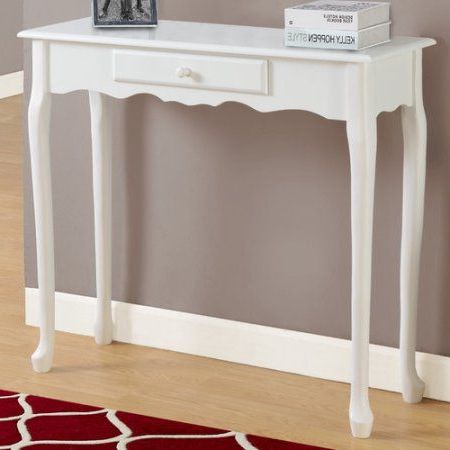 Monarch Accent Table 36"l / Antique White Hall Console – Walmart Throughout White Triangular Console Tables (View 16 of 20)