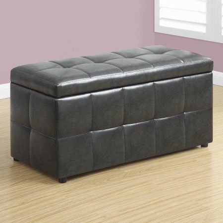 Monarch – Ottoman – 38 Inchl / Storage / Vintage French Fabric, Black In Black Fabric Ottomans With Fringe Trim (View 6 of 20)