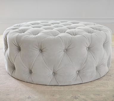 Monique Lhuillier Round Tufted Ottoman | Pottery Barn Kids With Regard To Velvet Ribbed Fabric Round Storage Ottomans (Gallery 19 of 20)