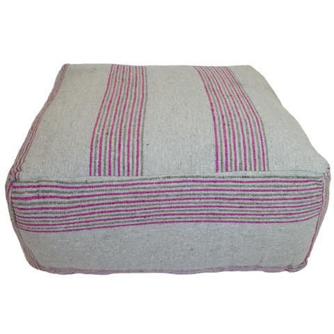 Moroccan Fabric Ottoman, Gray And Pink Stripes | Fabric Ottoman Intended For Gray Stripes Cylinder Pouf Ottomans (View 4 of 20)