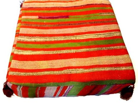 Moroccan Hand Woven Kilim Wool Square Ottoman Pouf Chair In Multi Color Pertaining To Traditional Hand Woven Pouf Ottomans (View 13 of 20)