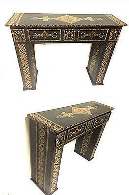 Moroccan Handpainted Wood Console Hall Table Arabesque Furniture Drawer Regarding Antique Blue Wood And Gold Console Tables (View 11 of 20)