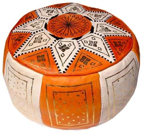 Moroccan Leather Pouf Poof Ottoman Footstool | Ebay With Gray Moroccan Inspired Pouf Ottomans (View 14 of 20)