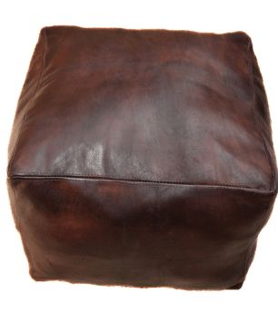 Moroccan Pouf Square Leather Ottoman Square Dark Brown – Allottoman Inside Brown Leather Round Pouf Ottomans (Gallery 20 of 20)