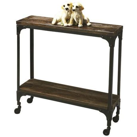 Mountain Lodge Iron And Wood Console Table – #3t488 | Lamps Plus | Wood For Rustic Walnut Wood Console Tables (View 8 of 20)