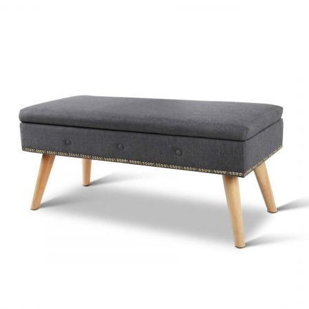Multi Functional Linen Fabric Storage Ottoman Bench – Grey | Crazy Sales Intended For Fabric Storage Ottomans (View 16 of 20)