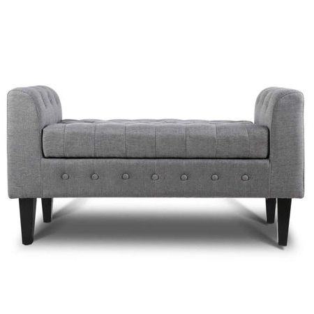 Multi Functional Linen Fabric Tufted Storage Ottoman Bench With Regarding Multi Color Fabric Storage Ottomans (View 7 of 20)
