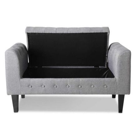 Multi Functional Linen Fabric Tufted Storage Ottoman Bench With Throughout Multi Color Fabric Storage Ottomans (View 2 of 20)