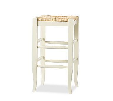 Napoleon® Rush Seat Backless Barstool, Medium, Antique White | Backless Intended For White Antique Brass Stools (View 7 of 20)