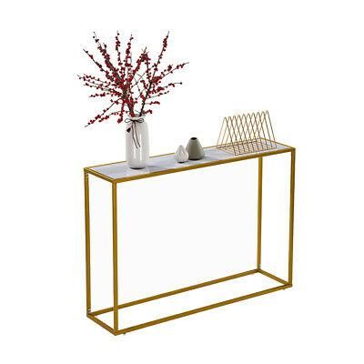Narrow Console Table Gold Slim Marble Top Modern In Antique Gold Aluminum Console Tables (View 9 of 20)