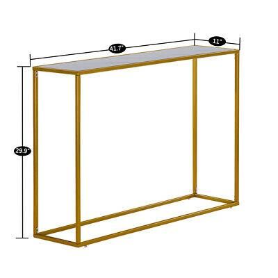 Narrow Console Table Gold Slim Marble Top Modern Intended For Black And Gold Console Tables (View 15 of 20)