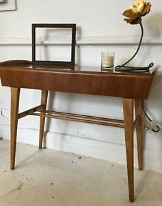 Nathan Console Table Mid Century Rare Lovely Veneers Tapered Legs Two With Regard To Gray Wood Veneer Console Tables (View 10 of 20)