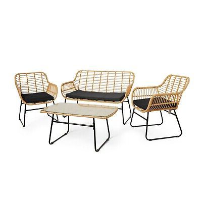 Natural Rattan Wicker Table And Sofa Set – Rope Style And Wicker Design With Natural Woven Banana Console Tables (View 9 of 20)