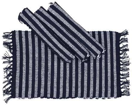 Navy Blue Striped Placemat | Handmade Dining Table, Blue And White With Navy Blue And White Striped Ottomans (View 8 of 20)