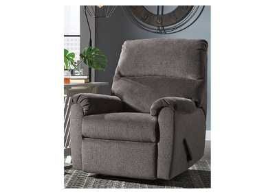Nerviano Gray Recliner Brian's Furniture – Corbin, Ky With Round Blue Faux Leather Ottomans With Pull Tab (View 8 of 20)