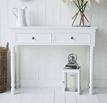 New England White Console Table With Drawers And Silver Handles (View 16 of 20)