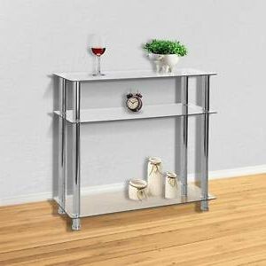 New Glass Console Table Clear Glass Chrome Legs 3 Tier Modern Hallway With 3 Tier Console Tables (View 15 of 20)