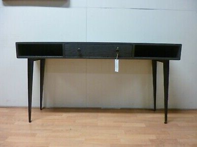 New Large Solid Black Oak & Metal Hall Console Table *dfs French In Swan Black Console Tables (View 8 of 20)
