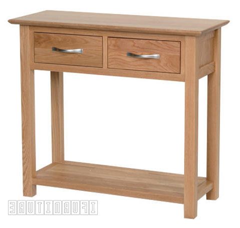 Newland Solid Oak 2 Drawer Console Table Within 2 Drawer Oval Console Tables (View 15 of 20)