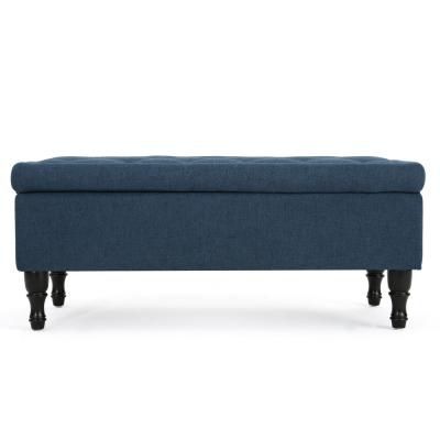 Noble House Chantelle Tufted Navy Blue Fabric Storage Ottoman, Navy Inside Blue Fabric Tufted Surfboard Ottomans (View 13 of 20)