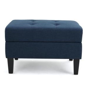 Noble House Zahra Dark Blue Fabric Storage Ottoman 11284 – The Home Depot Pertaining To Blue Fabric Storage Ottomans (View 13 of 20)