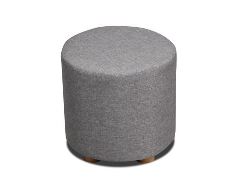 Nordic Round Light Grey Fabric Ottoman | The Gilded Pear | Online Shopping With Regard To Round Pouf Ottomans (View 7 of 20)