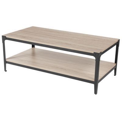 Northvale Collection Sonoma Oak Wood Finish Coffee Table With Black With Regard To Black And Oak Brown Console Tables (View 13 of 20)