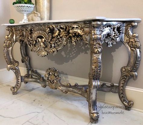 Nothing Makes A Statement Like Silver & Gold. This Gorgeous Console Is With Antique Gold Nesting Console Tables (Gallery 20 of 20)