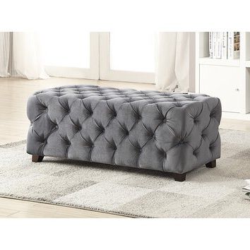 !nspire Button Tufted Velvet Ottoman & Reviews | Wayfair Throughout Tufted Ottomans (View 9 of 20)