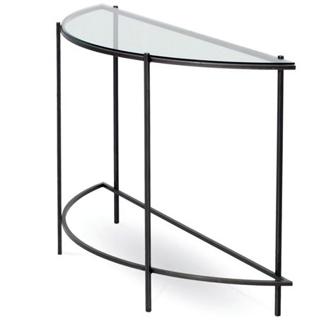 Oculus Half Round Console Table | Iron Base – Glass Top With Regard To Round Console Tables (View 15 of 20)