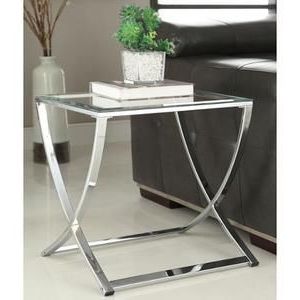 Oh Contemporary Chrome Finish Glass Side End Table | Glass Top End Pertaining To Chrome And Glass Modern Console Tables (View 6 of 20)