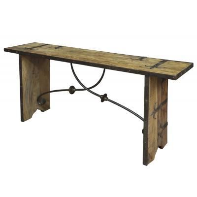 Old Castle Console Driftwood Finish , Sarreid Ltd | Iron Accents For Rustic Bronze Patina Console Tables (View 5 of 20)