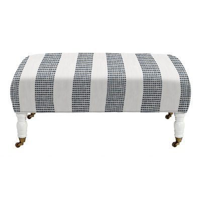Oliver Cocktail Ottoman, Navy Dot Stripe Cotton – Imagine Home With Navy Cotton Woven Pouf Ottomans (View 15 of 20)